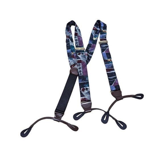 Men's Multicolored Adjustable Suspenders With Button Hole - Picture 2 of 4